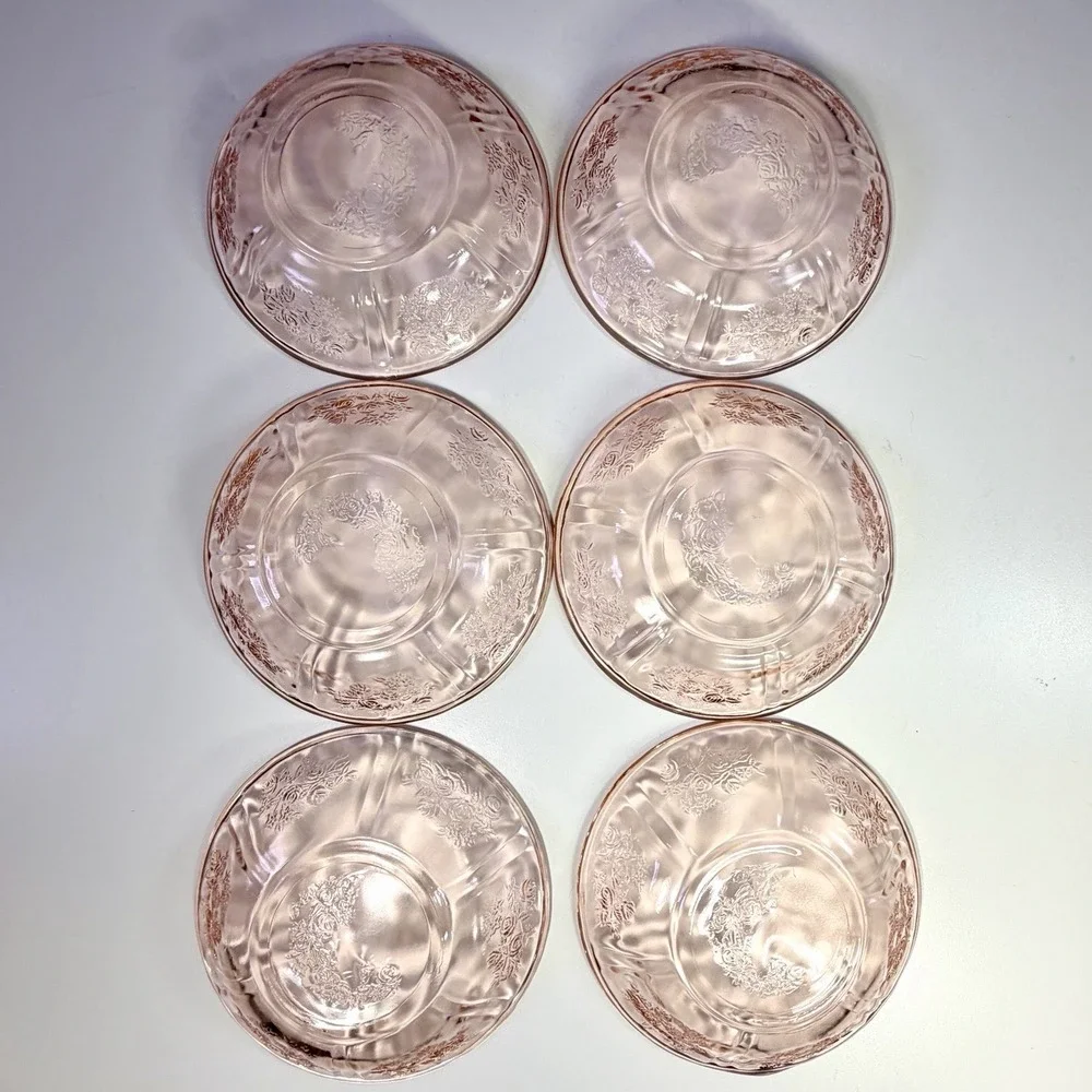 Federal Glass Sharon Cabbage Rose Pink Depression Glass 5